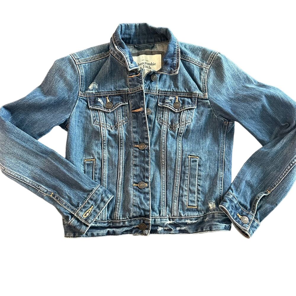 Abercrombie & Fitch jean jacket Womens distressed size XS